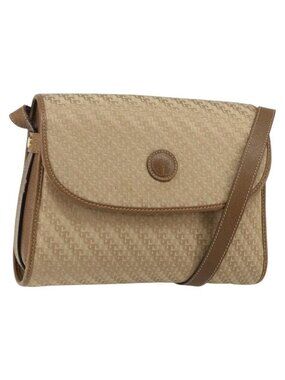 Authentic GUCCI Shoulder Bag Canvas Beige Gold 001 113 0712